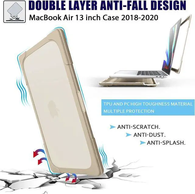 Alt view image 5 of 7 - BONAEVER Laptop Case for MacBook Air 13 inch Case A1466 A1369 (2010-2017 Release), Hard Plastic Bumper Protective Cover Shell with Kickstand, Keyboad Cover Skin Khaki
