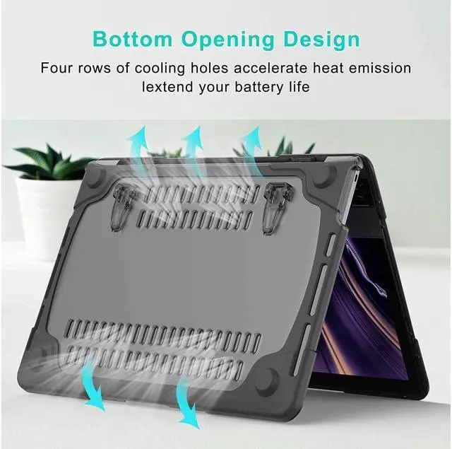 Alt view image 4 of 7 - BONAEVER Laptop Case for MacBook Air 11 Inch Model A1370 A1465, Release 2015 - 2016, Hard Plastic Bumper Protective Cover Shell with Kickstand, Keyboad Cover Skin