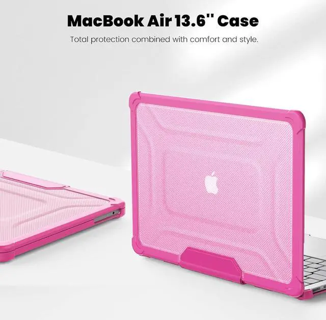 Alt view image 4 of 7 - BONAEVER Case for MacBook Air 13.6 inch 2022 2023 2024 Release A3113 M3 A2681 M2, Laptop Hard Cover with Kickstand, Keyboard Skin, Screen Protector, Camera Cover, USB C Adapter Rose Red