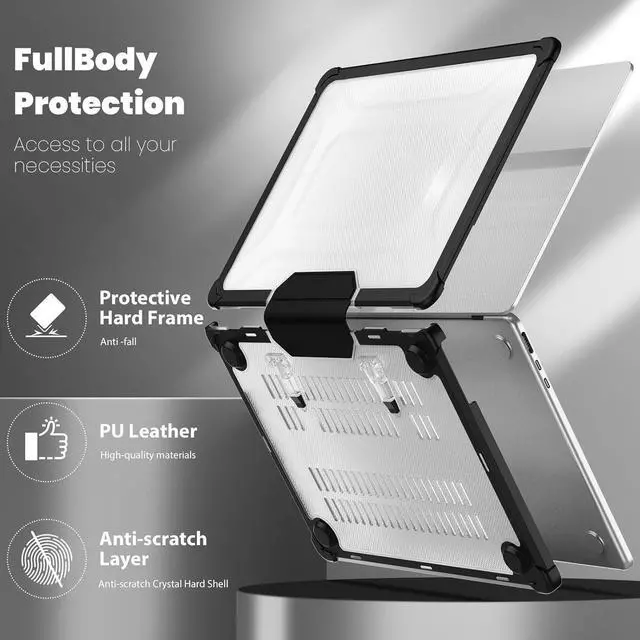 Alt view image 5 of 7 - BONAEVER Case for MacBook Pro 13 inch M2 2023 2022 2021-2016 A2338 M1 A2251 A2289 A2159 A1989 A1708 A1706, Laptop Hard Cover with Kickstand, Keyboard Skin, Screen Protector, Camera Cover, USB C Adapte