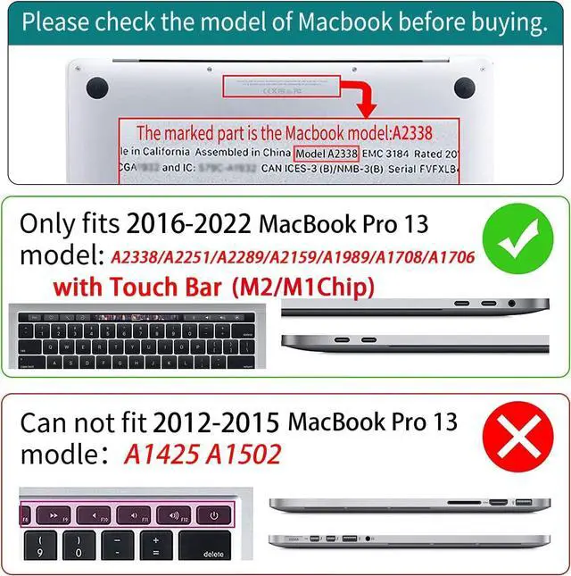 Alt view image 2 of 7 - BONAEVER Case for MacBook Pro 13 inch M2 2023 2022 2021-2016 A2338 M1 A2251 A2289 A2159 A1989 A1708 A1706, Laptop Hard Cover with Kickstand, Keyboard Skin, Screen Protector, Camera Cover USB C Adapter