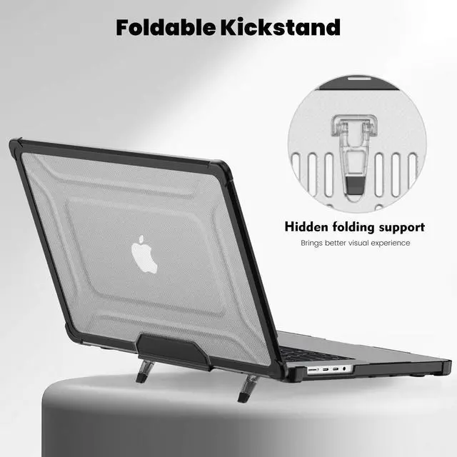 Alt view image 3 of 7 - BONAEVER Case for MacBook Pro 14 inch Case 2023 2022 2021 M3 A2918 A2992 M2 A2779 M1 A2442 Pro Max Chip, Laptop Hard Cover with Kickstand, Keyboard Skin, Screen Protector, Camera Cover USB C Adapter