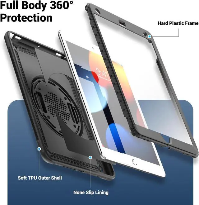 Alt view image 7 of 7 - BONAEVER Case for iPad 10.2 inch 2021 2020 2019 9th 8th 7th Generation iPad Air 3 10.5 Pro 10.5 inch with Screen Protector, Foldable Stand, Pencil Holder, Shockproof Rugged Protective Cover