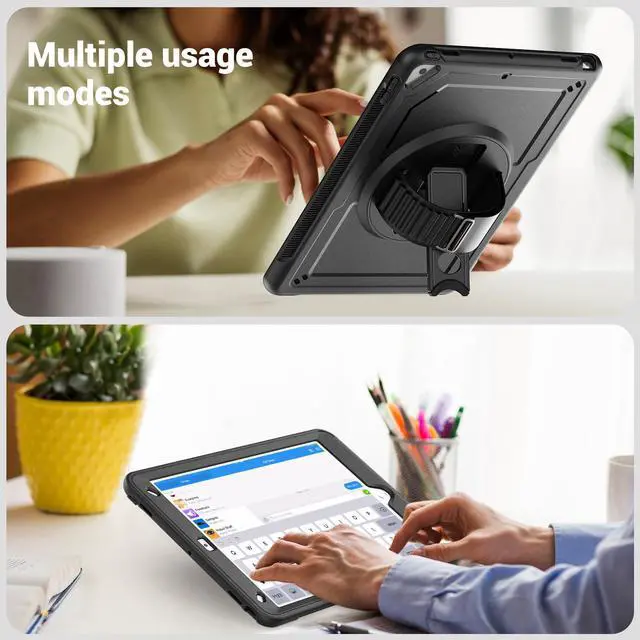 Alt view image 2 of 7 - BONAEVER Case for iPad 10.2 inch 2021 2020 2019 9th 8th 7th Generation iPad Air 3 10.5 Pro 10.5 inch with Screen Protector, Foldable Stand, Pencil Holder, Shockproof Rugged Protective Cover