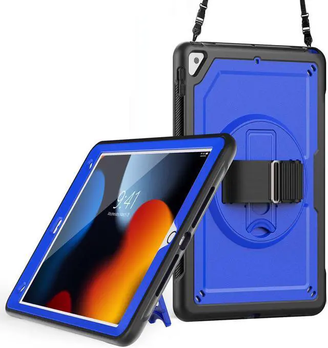 Main image of BONAEVER Case for iPad 10.2 inch 2021 2020 2019 9th 8th 7th Generation iPad Air 3 10.5 Pro 10.5 inch with Screen Protector, Foldable Stand, Pencil Holder, Shockproof Rugged Protective Cover Blue