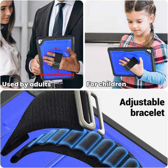 Alt view image 4 of 7 - BONAEVER Case for iPad 10.2 inch 2021 2020 2019 9th 8th 7th Generation iPad Air 3 10.5 Pro 10.5 inch with Screen Protector, Foldable Stand, Pencil Holder, Shockproof Rugged Protective Cover Blue