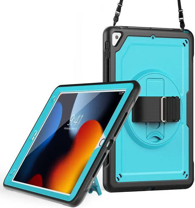 Main image of BONAEVER Case for iPad 10.2 inch 2021 2020 2019 9th 8th 7th Generation iPad Air 3 10.5 Pro 10.5 inch with Screen Protector, Foldable Stand, Pencil Holder, Shockproof Rugged Protective Cover Light Blue