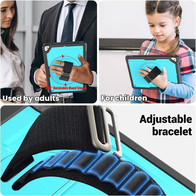 Alt view image 5 of 7 - BONAEVER Case for iPad 10.2 inch 2021 2020 2019 9th 8th 7th Generation iPad Air 3 10.5 Pro 10.5 inch with Screen Protector, Foldable Stand, Pencil Holder, Shockproof Rugged Protective Cover Light Blue