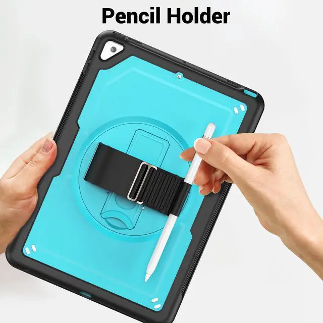 Alt view image 7 of 7 - BONAEVER Case for iPad 10.2 inch 2021 2020 2019 9th 8th 7th Generation iPad Air 3 10.5 Pro 10.5 inch with Screen Protector, Foldable Stand, Pencil Holder, Shockproof Rugged Protective Cover Light Blue