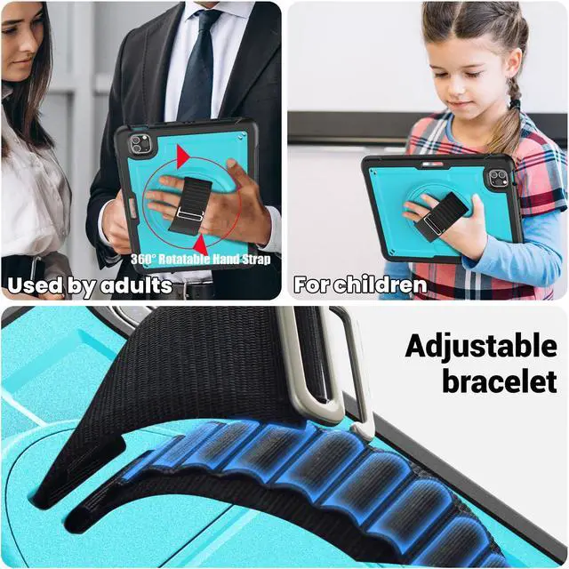 Alt view image 5 of 7 - BONAEVER Case for iPad Pro 11 Inch 2022 2021 2020 2018 iPad Air 5th 4th Gen 10.9 with Foldable Stand, Pencil Holder, Screen Protector, Heavy Duty Shockproof Rugged Protective Cover Light Blue