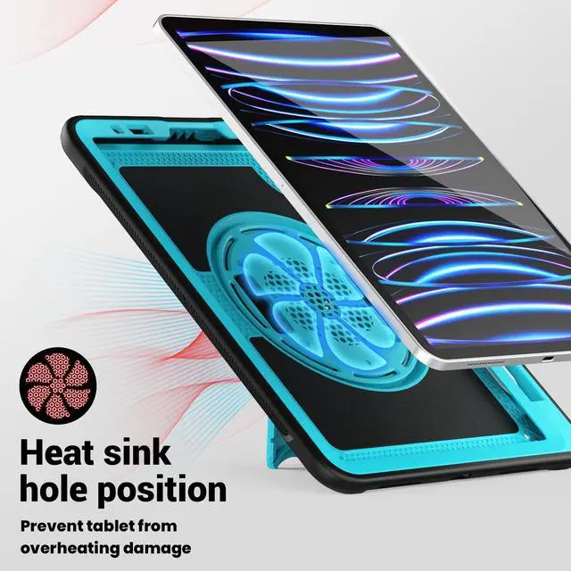 Alt view image 6 of 7 - BONAEVER Case for iPad Pro 11 Inch 2022 2021 2020 2018 iPad Air 5th 4th Gen 10.9 with Foldable Stand, Pencil Holder, Screen Protector, Heavy Duty Shockproof Rugged Protective Cover Light Blue