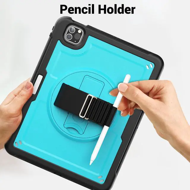 Alt view image 7 of 7 - BONAEVER Case for iPad Pro 11 Inch 2022 2021 2020 2018 iPad Air 5th 4th Gen 10.9 with Foldable Stand, Pencil Holder, Screen Protector, Heavy Duty Shockproof Rugged Protective Cover Light Blue