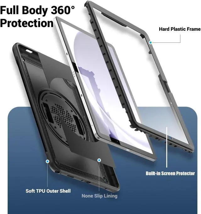 Alt view image 2 of 7 - BONAEVER Case for Samsung Galaxy Tab A9 Plus 11 inch 2023 SM-X210/X216/X218 Shockproof Protective Cover with Screen Protector Kickstand Hand/Shoulder Strap Pen Holder