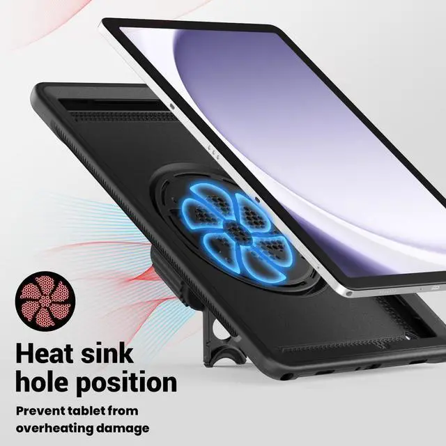 Alt view image 6 of 7 - BONAEVER Case for Samsung Galaxy Tab A9 Plus 11 inch 2023 SM-X210/X216/X218 Shockproof Protective Cover with Screen Protector Kickstand Hand/Shoulder Strap Pen Holder