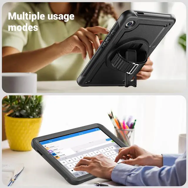 Alt view image 4 of 7 - BONAEVER Case for Samsung Galaxy Tab A9 8.7 Inch 2023 Model SM-X110/X115/X117 Shockproof Protective Cover with Screen Protector Kickstand Hand/Shoulder Strap Pen Holder