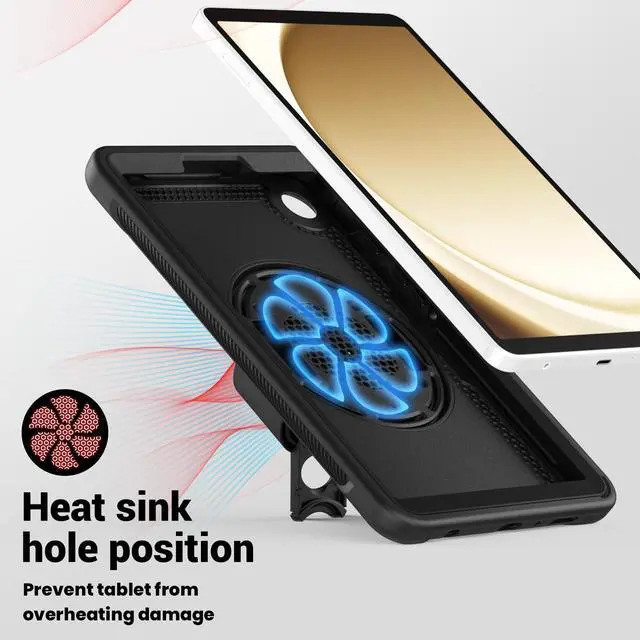 Alt view image 6 of 7 - BONAEVER Case for Samsung Galaxy Tab A9 8.7 Inch 2023 Model SM-X110/X115/X117 Shockproof Protective Cover with Screen Protector Kickstand Hand/Shoulder Strap Pen Holder