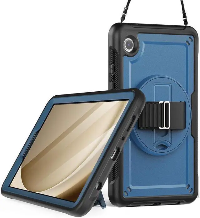 Main image of BONAEVER Case for Samsung Galaxy Tab A9 8.7 Inch 2023 Model SM-X110/X115/X117 Shockproof Protective Cover with Screen Protector Kickstand Hand/Shoulder Strap Pen Holder Navy Blue