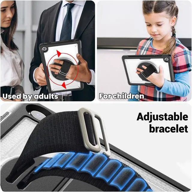 Alt view image 5 of 7 - BONAEVER Case for Samsung Galaxy Tab A9 Plus 11 inch 2023 SM-X210/X216/X218 Shockproof Protective Cover with Screen Protector Kickstand Hand/Shoulder Strap Pen Holder Clear