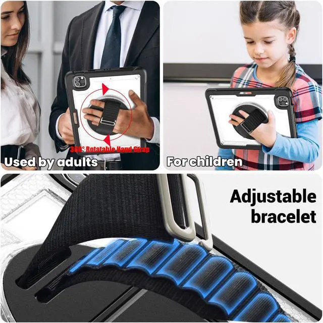 Alt view image 5 of 7 - BONAEVER Case for iPad Pro 11 Inch 2022 2021 2020 2018 iPad Air 5th 4th Gen 10.9 with Foldable Stand, Pencil Holder, Screen Protector, Heavy Duty Shockproof Rugged Protective Cover Clear