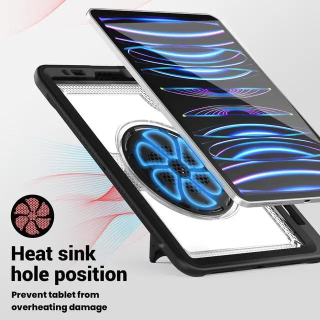 Alt view image 6 of 7 - BONAEVER Case for iPad Pro 11 Inch 2022 2021 2020 2018 iPad Air 5th 4th Gen 10.9 with Foldable Stand, Pencil Holder, Screen Protector, Heavy Duty Shockproof Rugged Protective Cover Clear