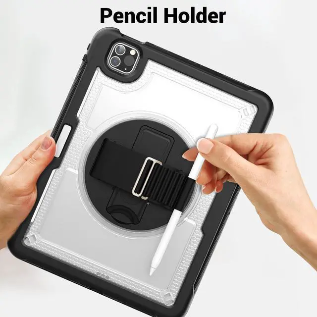 Alt view image 7 of 7 - BONAEVER Case for iPad Pro 11 Inch 2022 2021 2020 2018 iPad Air 5th 4th Gen 10.9 with Foldable Stand, Pencil Holder, Screen Protector, Heavy Duty Shockproof Rugged Protective Cover Clear