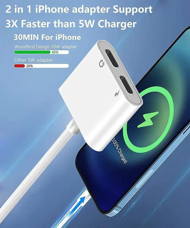 Alt view image 5 of 7 - [2 Pack] iPhone Headphones Adapter, [Apple MFi Certified] 2 in 1 Lightning to 3.5mm Headphone Aux Audio and Charger Adapter Earphone Splitter Adaptor Cable for iPhone 14 13 12 11 Pro Max XS XR X 8 7 6