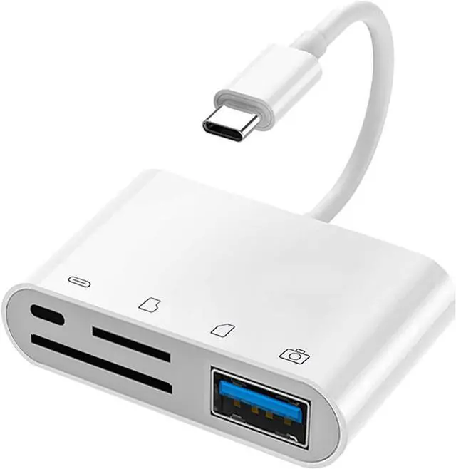 Main image of USB-C SD Card Reader, 4 in 1 USB OTG Adapter Compatible SD/TF Card with Charging Port Memory Card Reader for Camera, Phone with USB-C Port, Notebook and More USB C Devices
