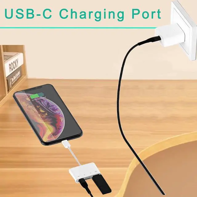 Alt view image 5 of 6 - USB-C SD Card Reader, 4 in 1 USB OTG Adapter Compatible SD/TF Card with Charging Port Memory Card Reader for Camera, Phone with USB-C Port, Notebook and More USB C Devices