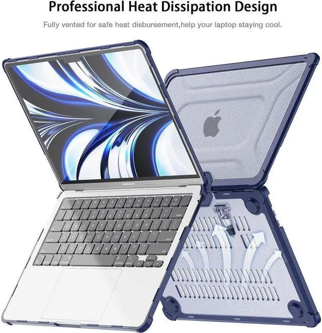 Alt view image 4 of 7 - BONAEVER Case for MacBook Air 13 inch 2022 2021 2020 2019 2018 A2337 M1 A2179 A1932, Laptop Hard Cover with Kickstand, Keyboard Skin, Screen Protector, Camera Cover, USB C Adapter Blue
