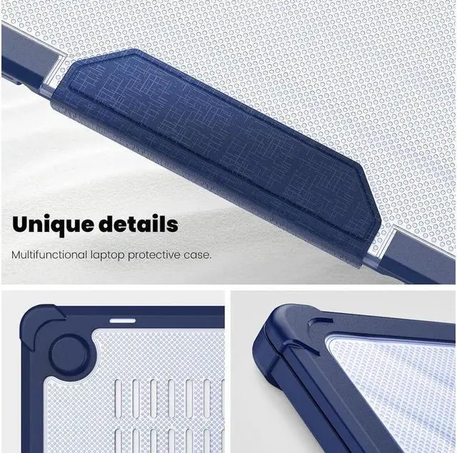 Alt view image 6 of 7 - BONAEVER Case for MacBook Air 13 inch 2022 2021 2020 2019 2018 A2337 M1 A2179 A1932, Laptop Hard Cover with Kickstand, Keyboard Skin, Screen Protector, Camera Cover, USB C Adapter Blue