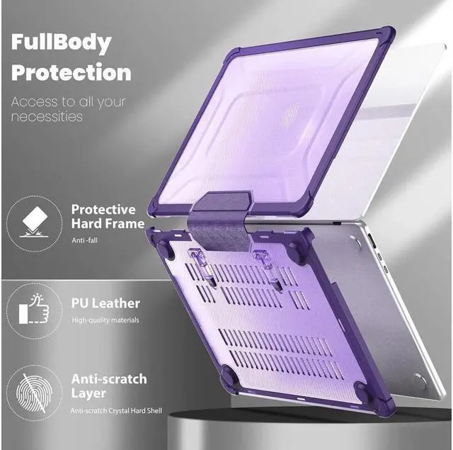 Main image of BONAEVER Case for MacBook Air 13 inch 2022 2021 2020 2019 2018 A2337 M1 A2179 A1932, Laptop Hard Cover with Kickstand, Keyboard Skin, Screen Protector, Camera Cover, USB C Adapter Purple