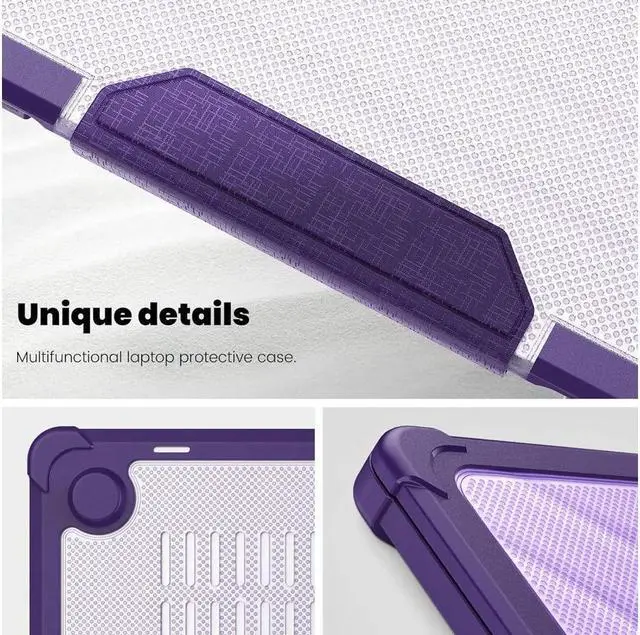 Alt view image 6 of 7 - BONAEVER Case for MacBook Air 13 inch 2022 2021 2020 2019 2018 A2337 M1 A2179 A1932, Laptop Hard Cover with Kickstand, Keyboard Skin, Screen Protector, Camera Cover, USB C Adapter Purple