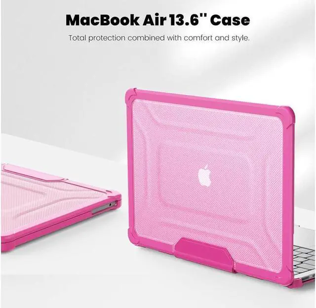 Alt view image 4 of 7 - BONAEVER Case for MacBook Air 13 inch 2022 2021 2020 2019 2018 A2337 M1 A2179 A1932, Laptop Hard Cover with Kickstand, Keyboard Skin, Screen Protector, Camera Cover, USB C Adapter Rose Red