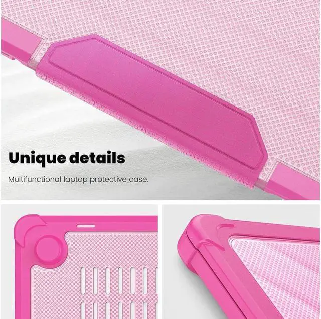 Alt view image 6 of 7 - BONAEVER Case for MacBook Air 13 inch 2022 2021 2020 2019 2018 A2337 M1 A2179 A1932, Laptop Hard Cover with Kickstand, Keyboard Skin, Screen Protector, Camera Cover, USB C Adapter Rose Red