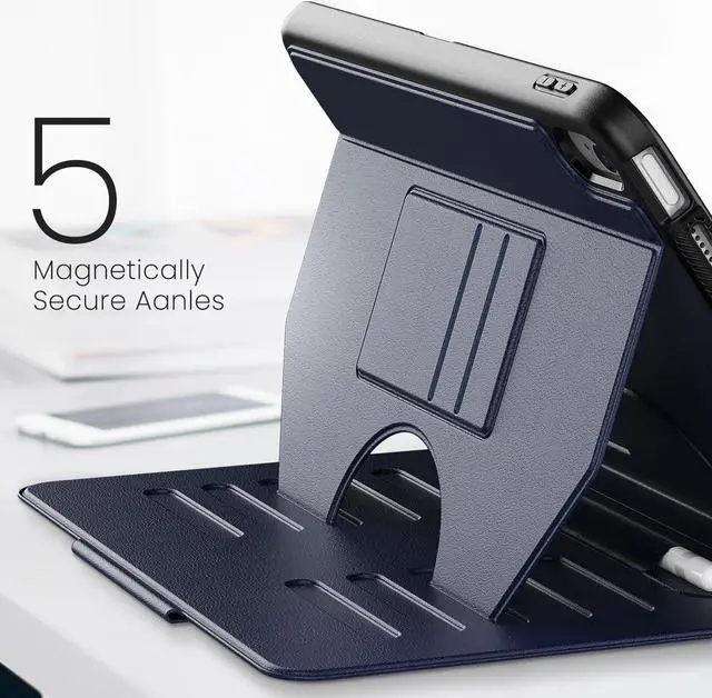 Alt view image 3 of 7 - BONAEVER Case For iPad (A16) 11th Generation 11 Inch 2025, iPad 10th Generation 10.9 inch 2022, Smart Magnetic Auto Sleep Shockproof Cover with Absorbing Multi-Angles Stand, Pen Holder, Card Slot Blue