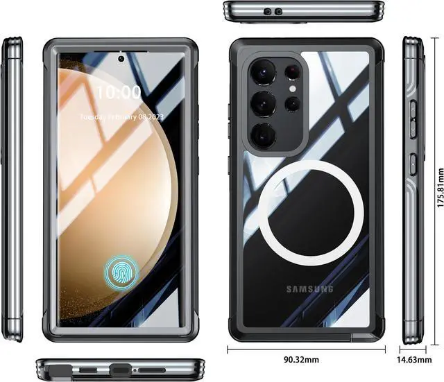 Alt view image 6 of 7 - BONAEVER for Galaxy S24 Ultra Case, Compatible with Magsafe [Built-in Screen Protector] Full Body Shockproof Cover Magnetic Back Phone Case for Samsung Galaxy S24 Ultra 6.8 inch