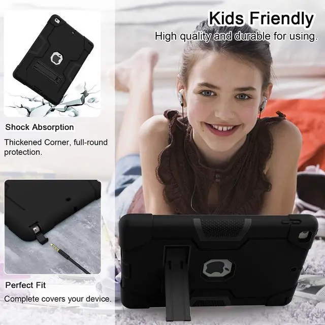 Alt view image 4 of 7 - Bonaever Case for iPad 6th/5th Generation 9.7 inch 2018 2017 with Kickstand, Hybrid Shockproof Protective Cover with Stylus Pen