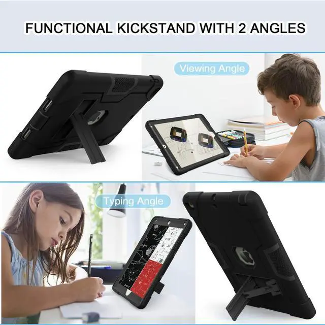 Alt view image 2 of 7 - Bonaever Case for iPad 6th/5th Generation 9.7 inch 2018 2017 with Kickstand, Hybrid Shockproof Protective Cover with Stylus Pen