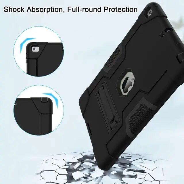 Alt view image 5 of 7 - Bonaever Case for iPad 6th/5th Generation 9.7 inch 2018 2017 with Kickstand, Hybrid Shockproof Protective Cover with Stylus Pen