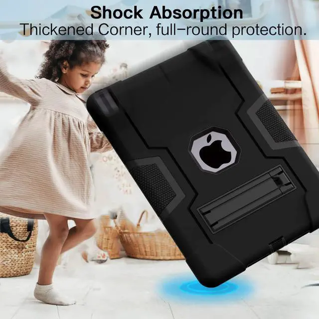 Alt view image 6 of 7 - Bonaever Case for iPad 10.2 Inch 2021 2020 2019 9th/8th/7th Generation with Kickstand, Heavy Duty Shockproof Protective Cover with Stylus Pen