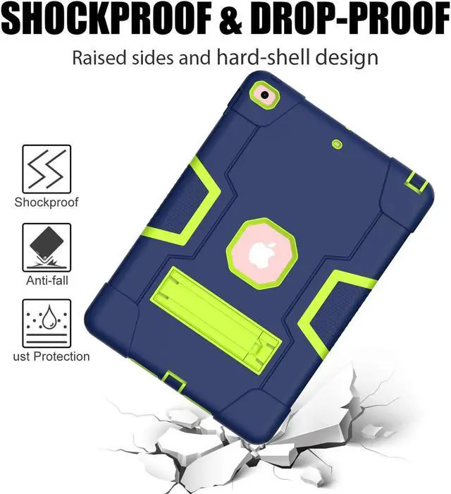 Alt view image 6 of 7 - Bonaever Case for iPad 10.2 Inch 2021 2020 2019 9th/8th/7th Generation with Kickstand, Heavy Duty Shockproof Protective Cover with Stylus Pen Navy