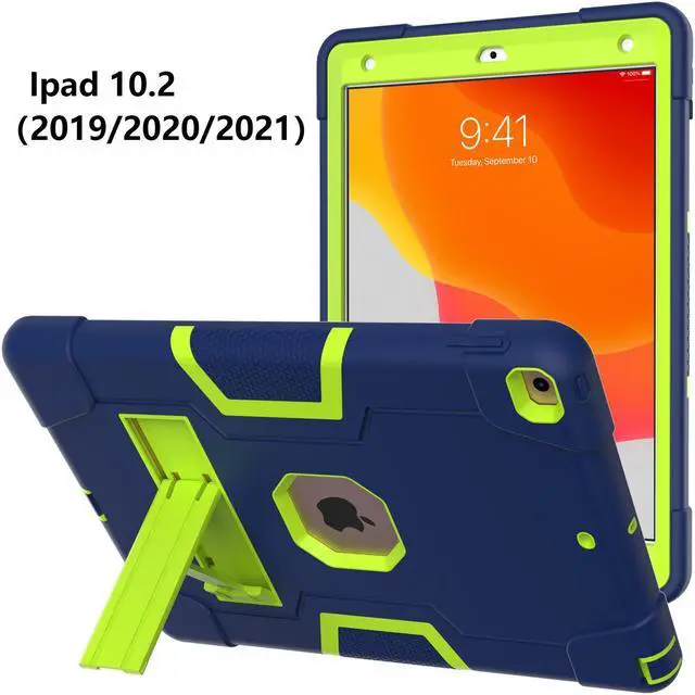 Alt view image 3 of 7 - Bonaever Case for iPad 10.2 Inch 2021 2020 2019 9th/8th/7th Generation with Kickstand, Heavy Duty Shockproof Protective Cover with Stylus Pen Navy