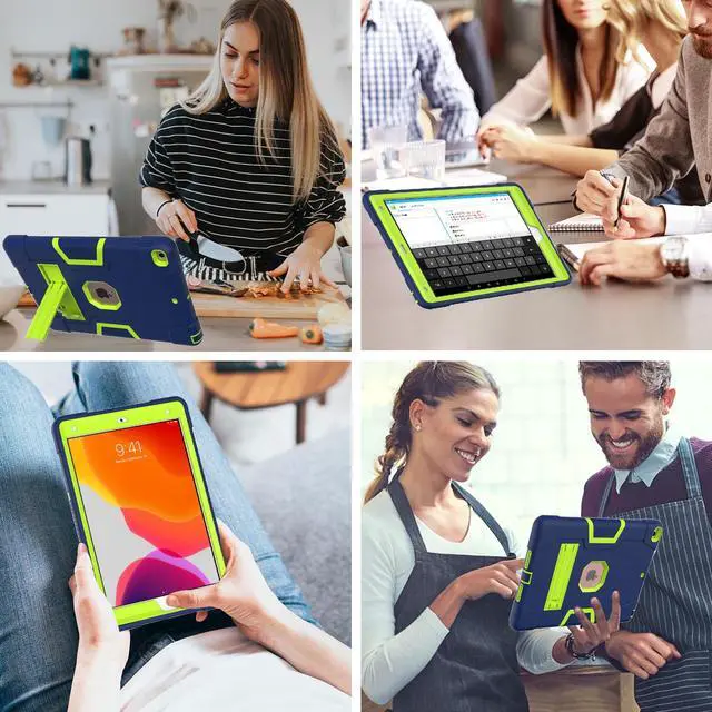 Alt view image 2 of 7 - Bonaever Case for iPad 10.2 Inch 2021 2020 2019 9th/8th/7th Generation with Kickstand, Heavy Duty Shockproof Protective Cover with Stylus Pen Navy