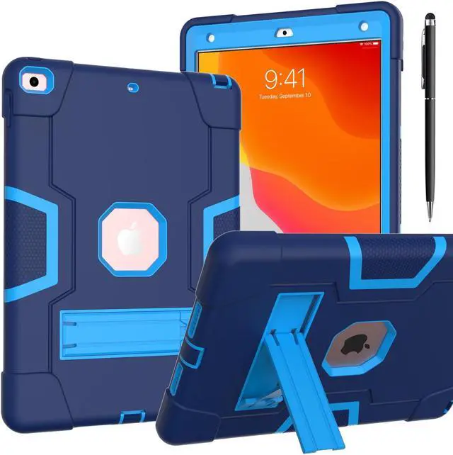 Main image of Bonaever Case for iPad 10.2 Inch 2021 2020 2019 9th/8th/7th Generation with Kickstand, Heavy Duty Shockproof Protective Cover with Stylus Pen Blue