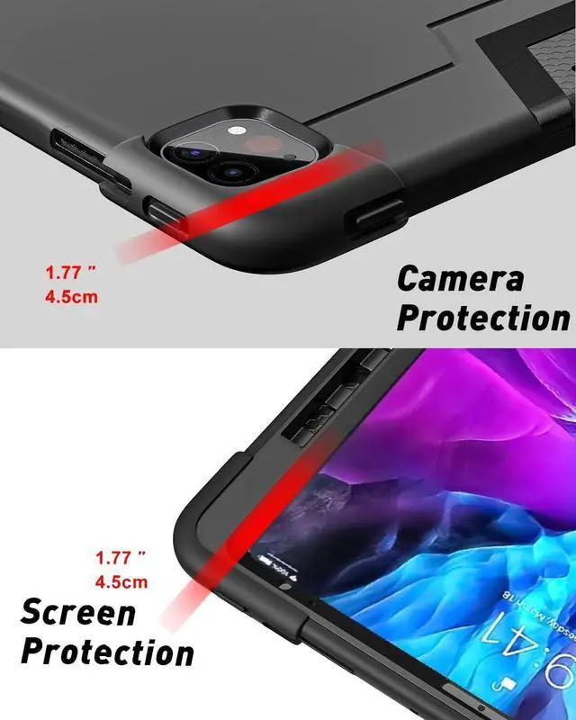 Alt view image 3 of 7 - Bonaever Case for iPad Pro 12.9 inch 2022 2021 2020 2018 with Kickstand, Heavy Duty Shockproof Protective Cover with , Pencil Holder, Stylus Pen