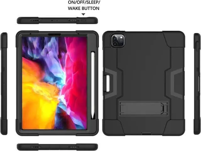 Alt view image 5 of 7 - Bonaever Case for iPad Pro 12.9 inch 2022 2021 2020 2018 with Kickstand, Heavy Duty Shockproof Protective Cover with , Pencil Holder, Stylus Pen