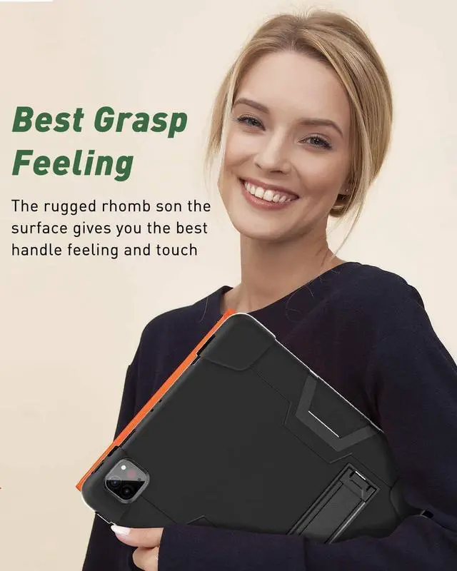 Alt view image 4 of 7 - Bonaever Case for iPad Pro 12.9 inch 2022 2021 2020 2018 with Kickstand, Heavy Duty Shockproof Protective Cover with , Pencil Holder, Stylus Pen