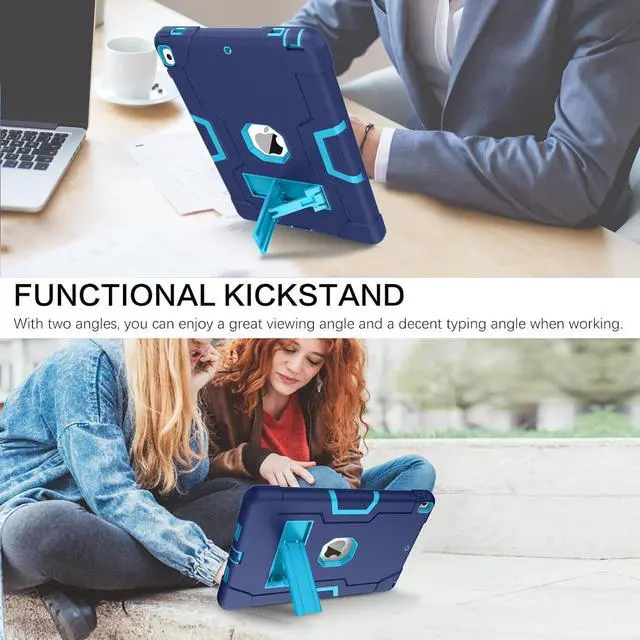 Alt view image 2 of 7 - Bonaever Case for iPad Air 3 2019 Case, iPad Pro 10.5 inch 2017 with Kickstand, Heavy Duty Shockproof Protective Cover with Stylus Pen Blue