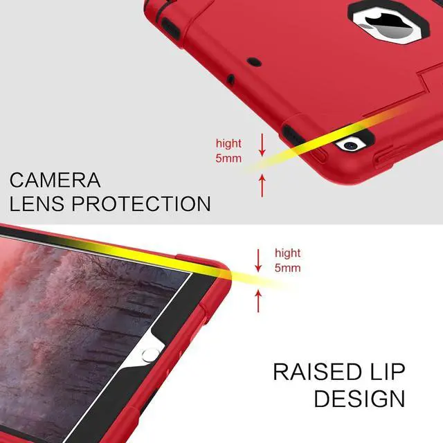 Alt view image 3 of 7 - Bonaever Case for iPad Air 3 2019 Case, iPad Pro 10.5 inch 2017 with Kickstand, Heavy Duty Shockproof Protective Cover with Stylus Pen Red
