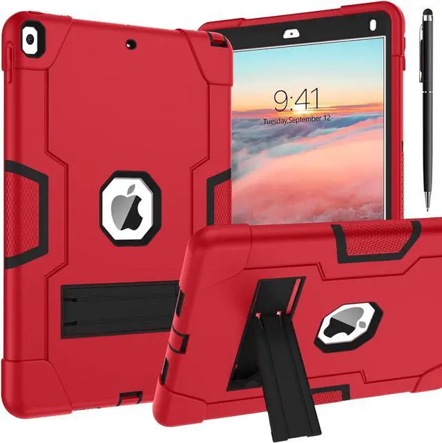 Main image of Bonaever Case for iPad Air 3 2019 Case, iPad Pro 10.5 inch 2017 with Kickstand, Heavy Duty Shockproof Protective Cover with Stylus Pen Red